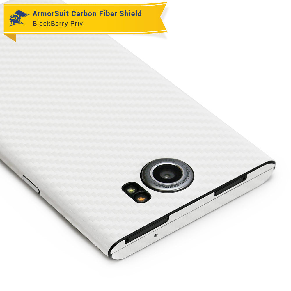 BlackBerry Priv Screen Protector + White Carbon Fiber Skin