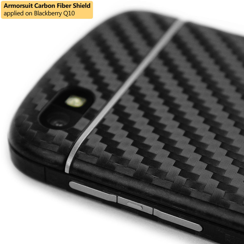 BlackBerry Q10 Screen Protector + Black Carbon Fiber Skin