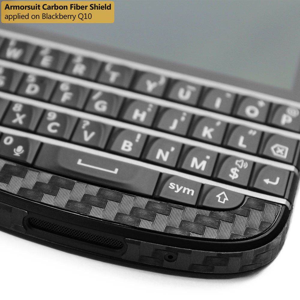 BlackBerry Q10 Screen Protector + Black Carbon Fiber Skin