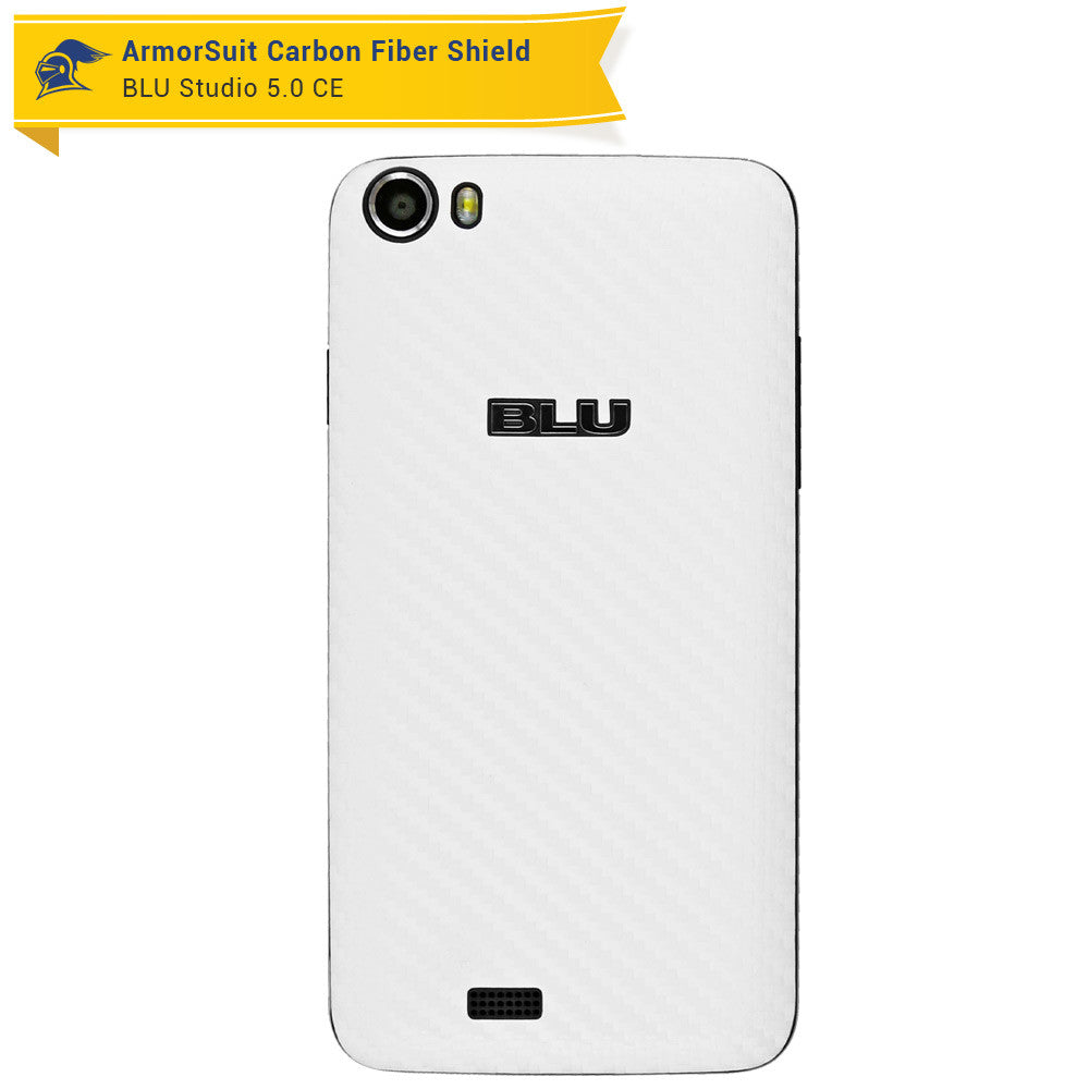 BLU Studio 5.0 CE Screen Protector + White Carbon Fiber Skin