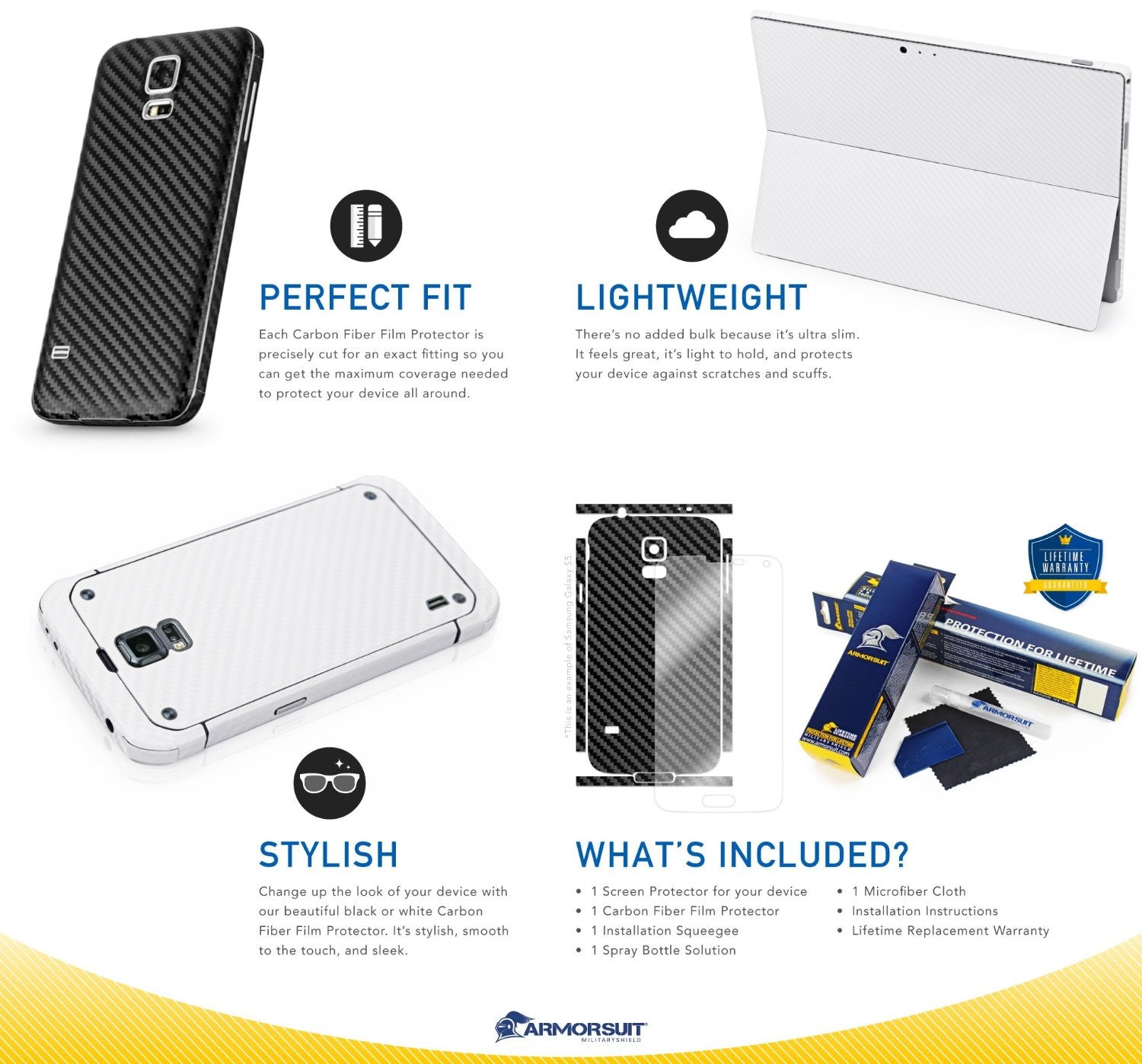 Hisense Sero 8 Screen Protector + White Carbon Fiber Skin
