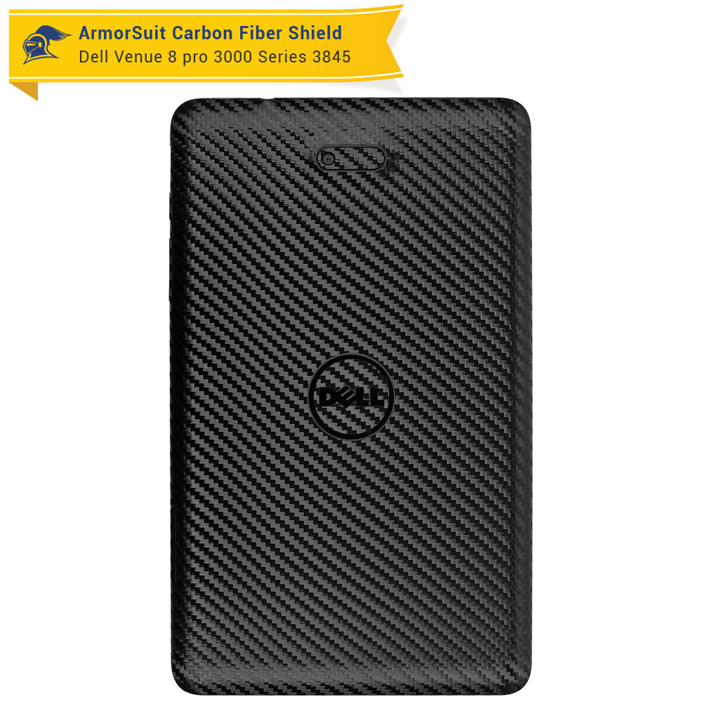 Dell New Venue 8 Pro 3000 3845 Screen Protector + Black Carbon Fiber Skin