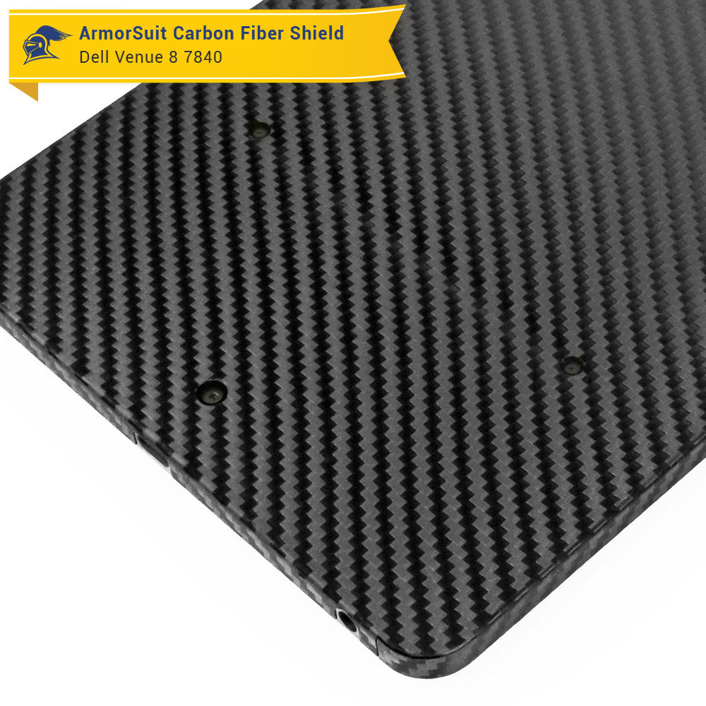 Dell Venue 8 7840 Screen Protector + Black Carbon Fiber Skin