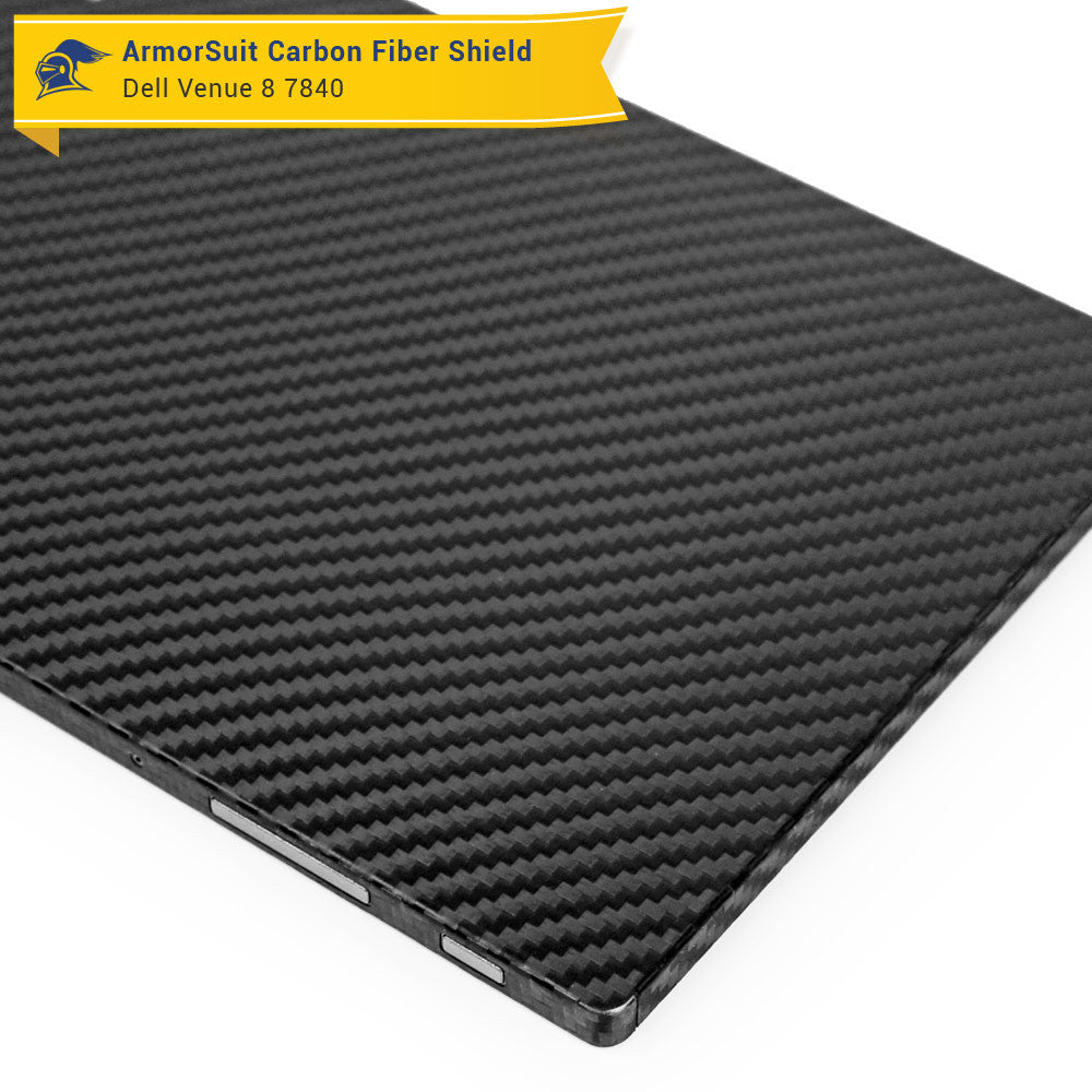 Dell Venue 8 7840 Screen Protector + Black Carbon Fiber Skin