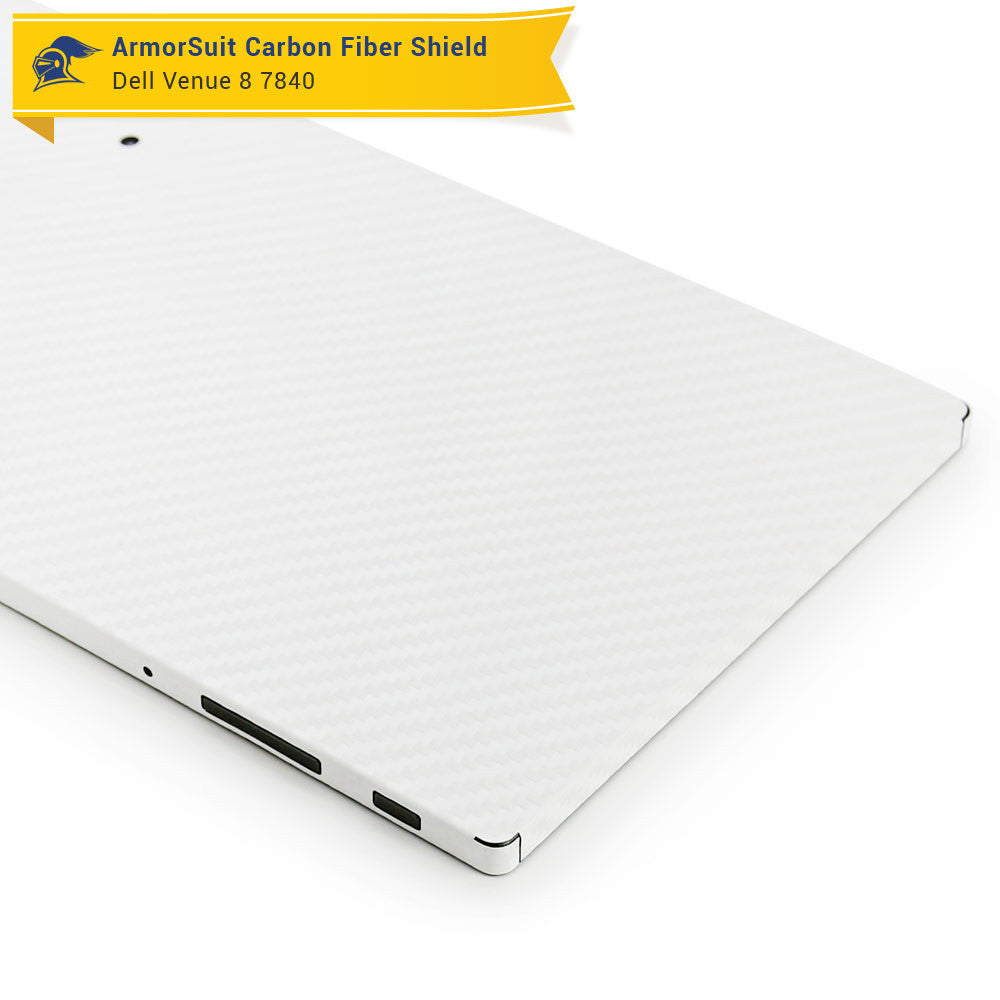 Dell Venue 8 7840 Screen Protector + White Carbon Fiber Skin