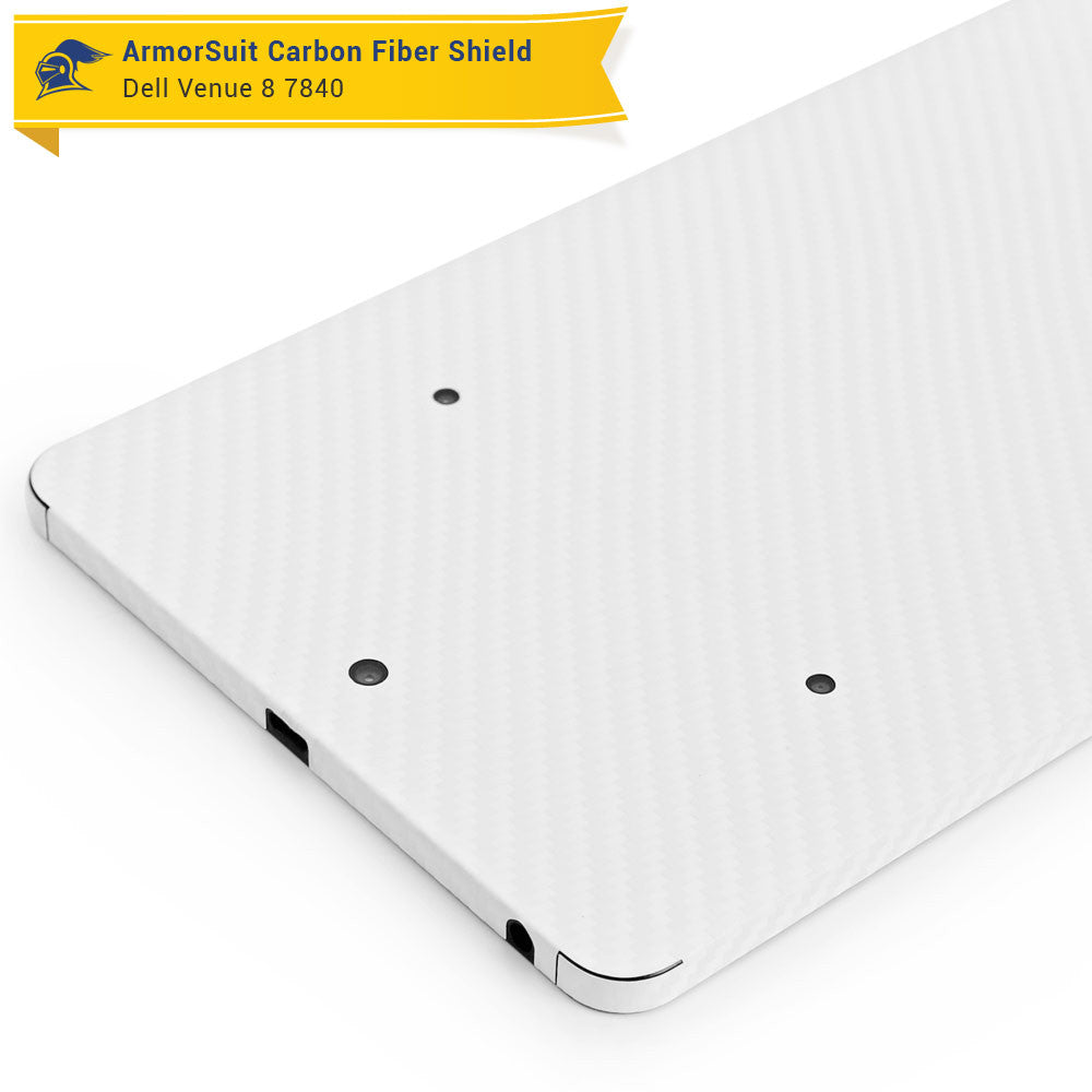 Dell Venue 8 7840 Screen Protector + White Carbon Fiber Skin