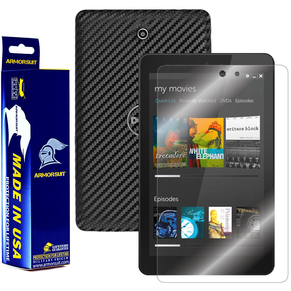 Dell Venue 8 (Model T02D001) Screen Protector + Black Carbon Fiber Film Protector
