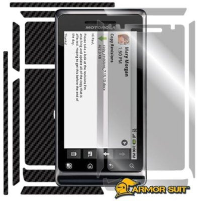 Motorola Droid 2 Screen Protector & Black Carbon Fiber Skin Protector