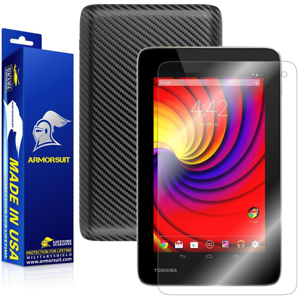 Toshiba Excite Go Screen Protector + Black Carbon Fiber Film Protector