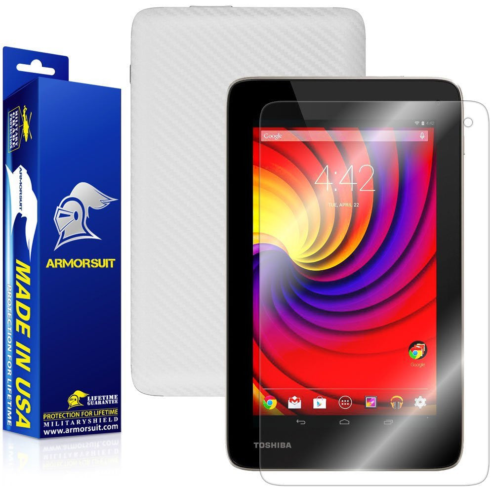 Toshiba Excite Go Screen Protector + White Carbon Fiber Film Protector