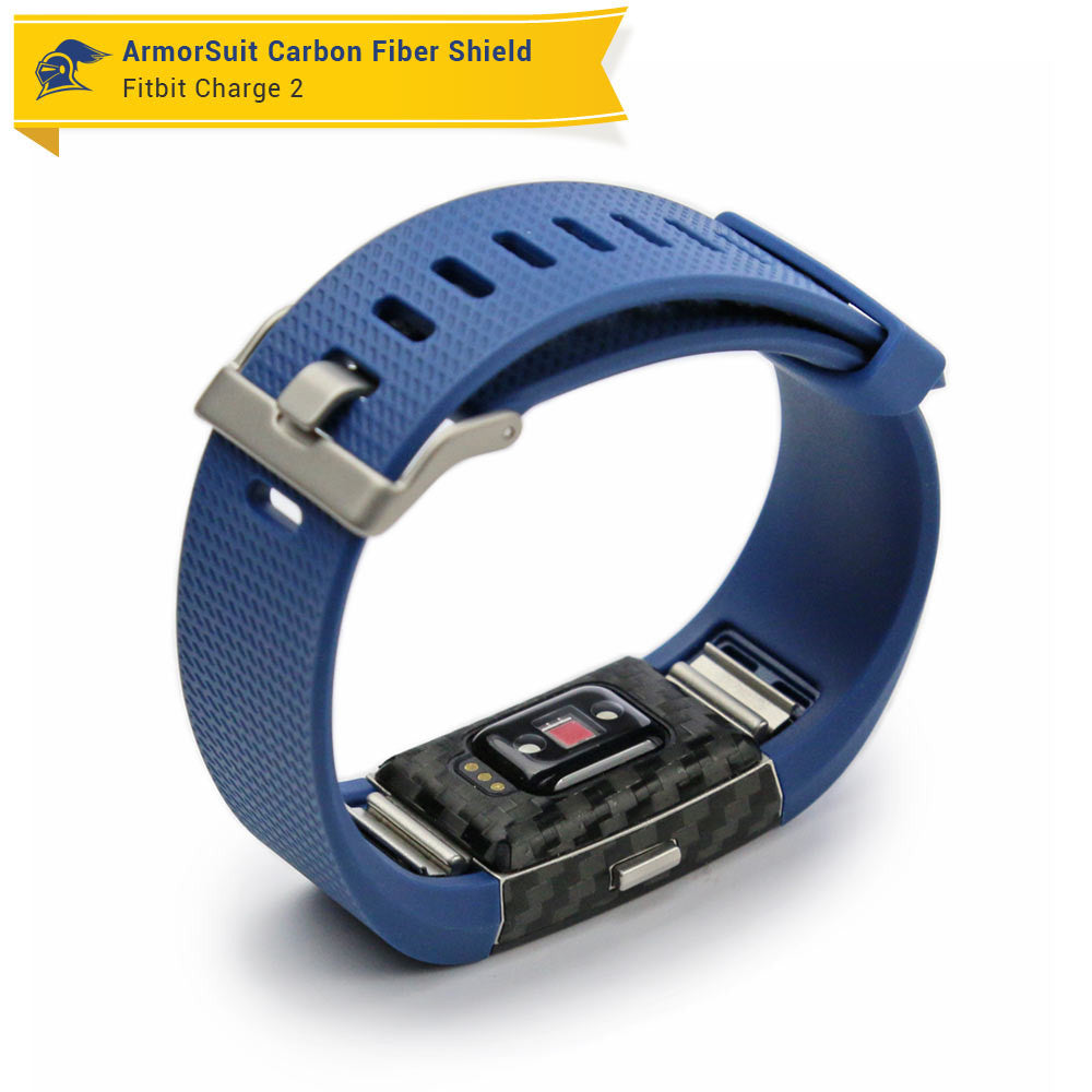 Fitbit Charge 2 Screen Protector + Black Carbon Fiber Skin