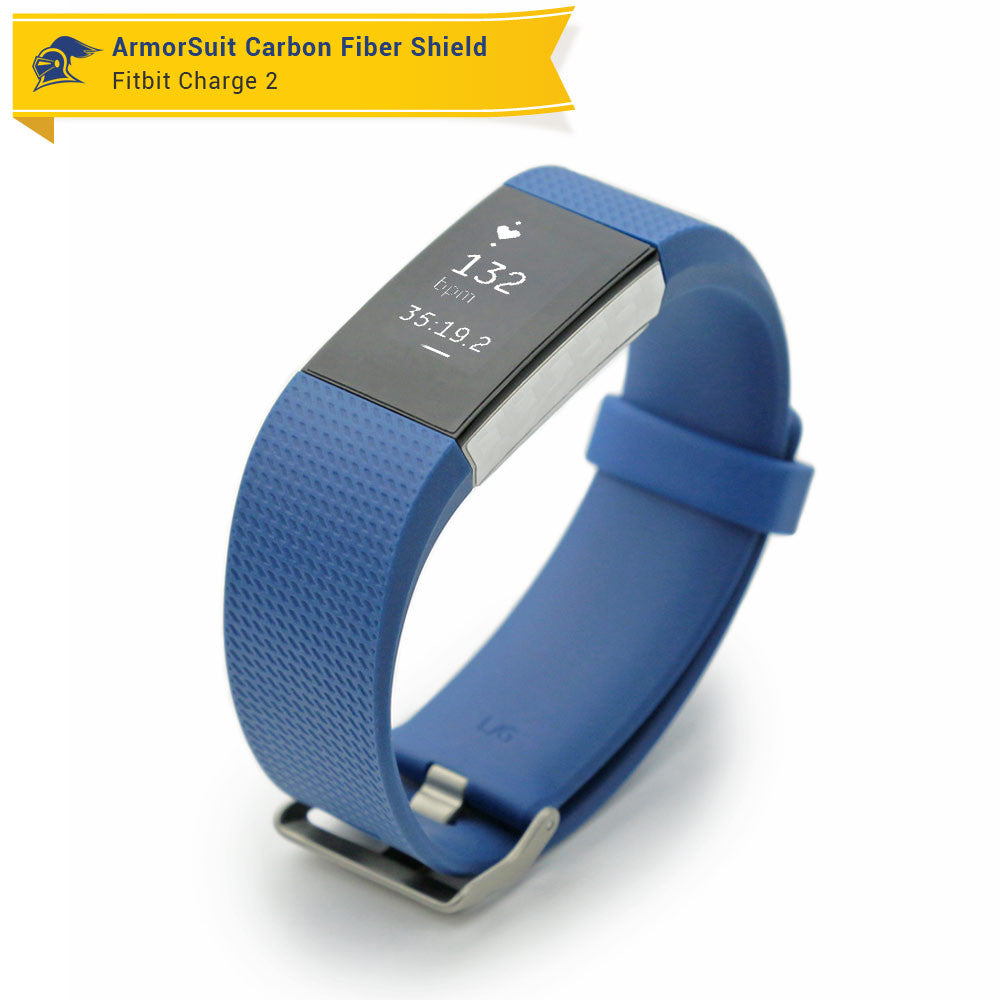 Fitbit Charge 2 Screen Protector + White Carbon Fiber Skin