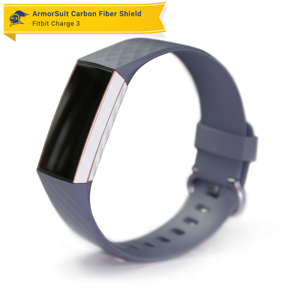 Fitbit Charge 3/4 Screen Protector + White Carbon Fiber Skin