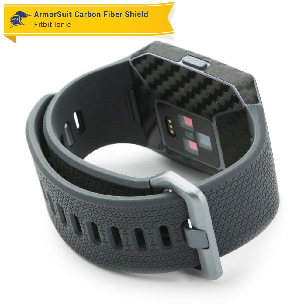 Fitbit Ionic Screen Protector + Black Carbon Fiber Skin