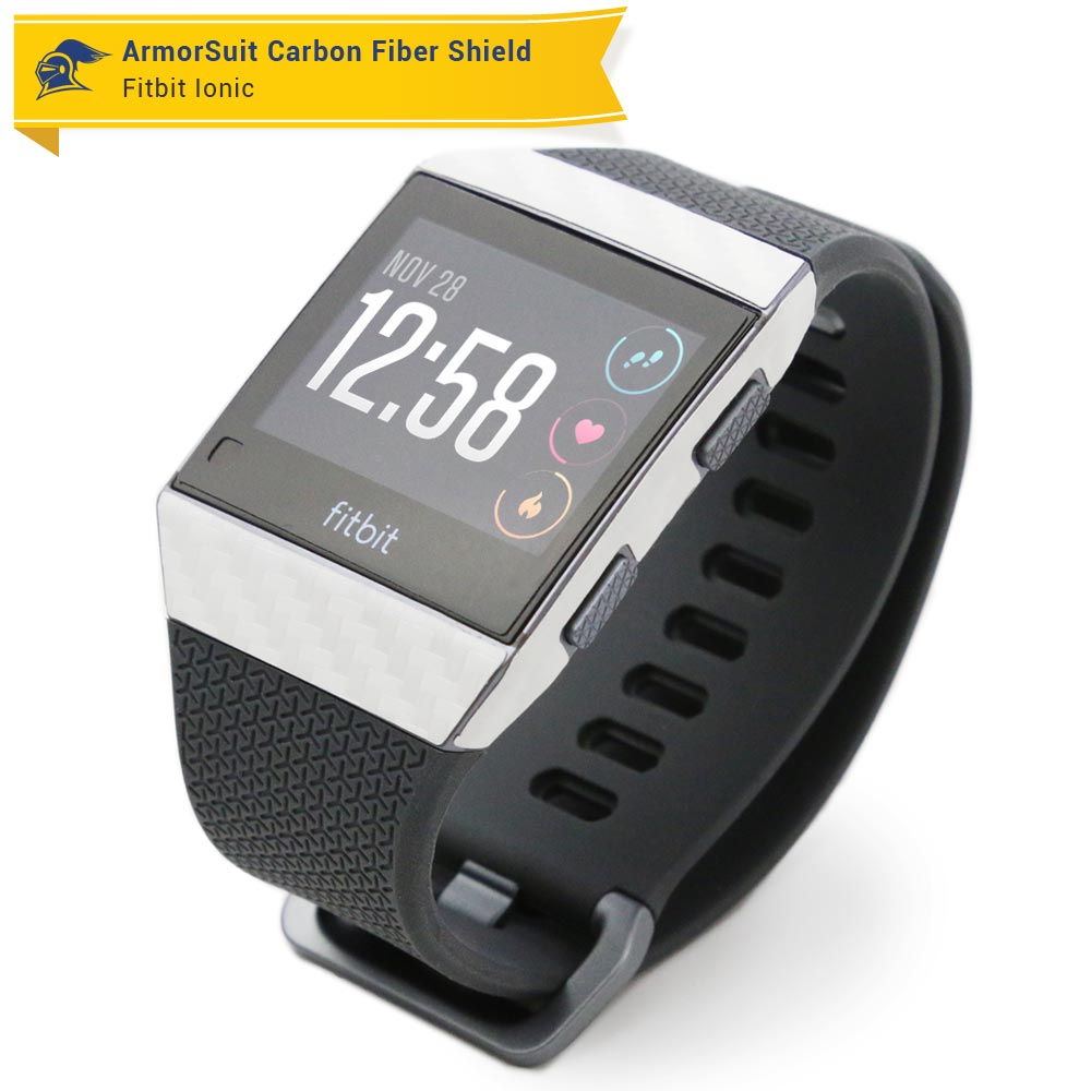 Fitbit Ionic Screen Protector + White Carbon Fiber Skin