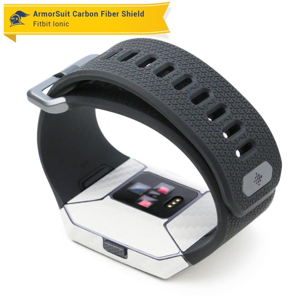 Fitbit Ionic Screen Protector + White Carbon Fiber Skin