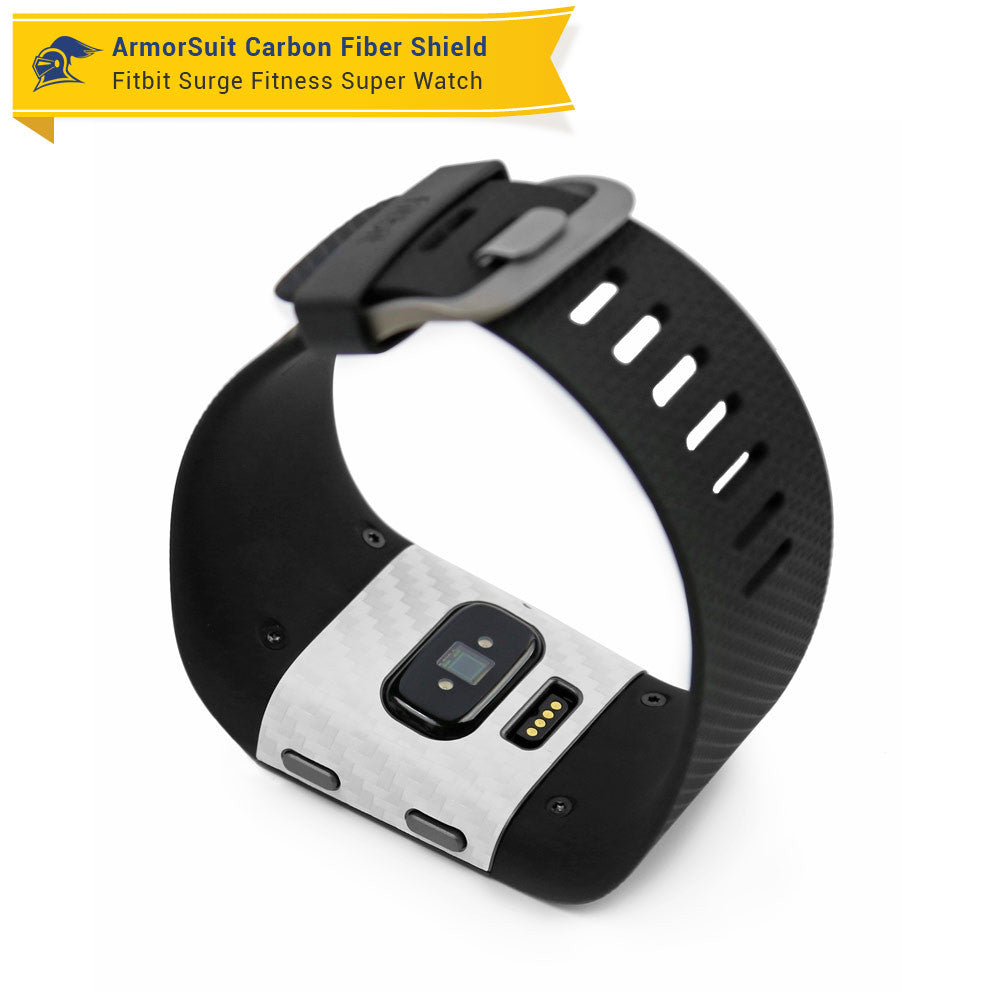 Fitbit Surge Fitness Superwatch Screen Protector + White Carbon Fiber Skin