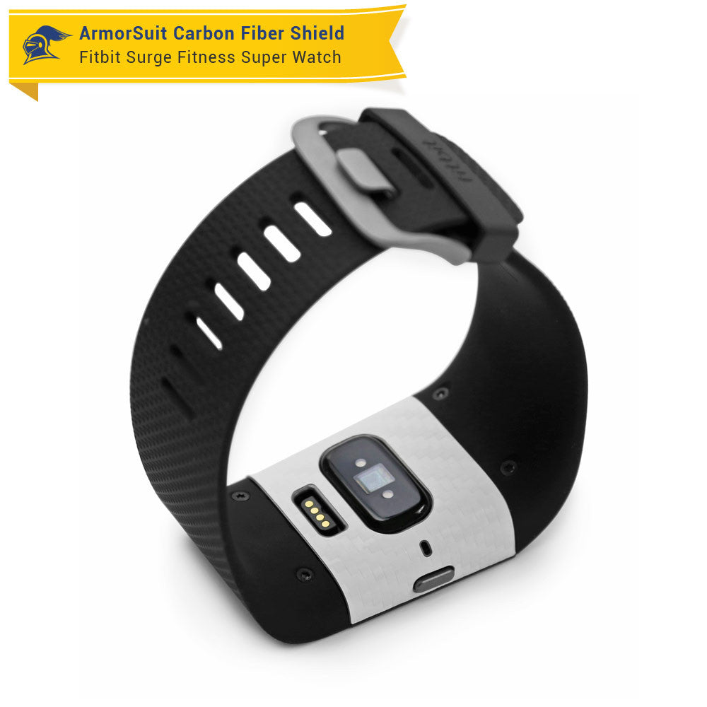 Fitbit Surge Fitness Superwatch Screen Protector + White Carbon Fiber Skin
