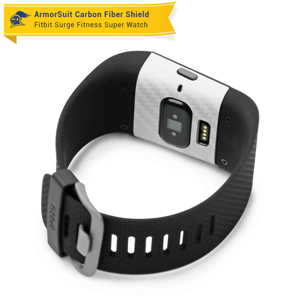 Fitbit Surge Fitness Superwatch Screen Protector + White Carbon Fiber Skin