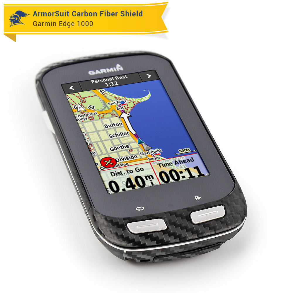 Garmin Edge 1000 Screen Protector + Black Carbon Fiber Skin