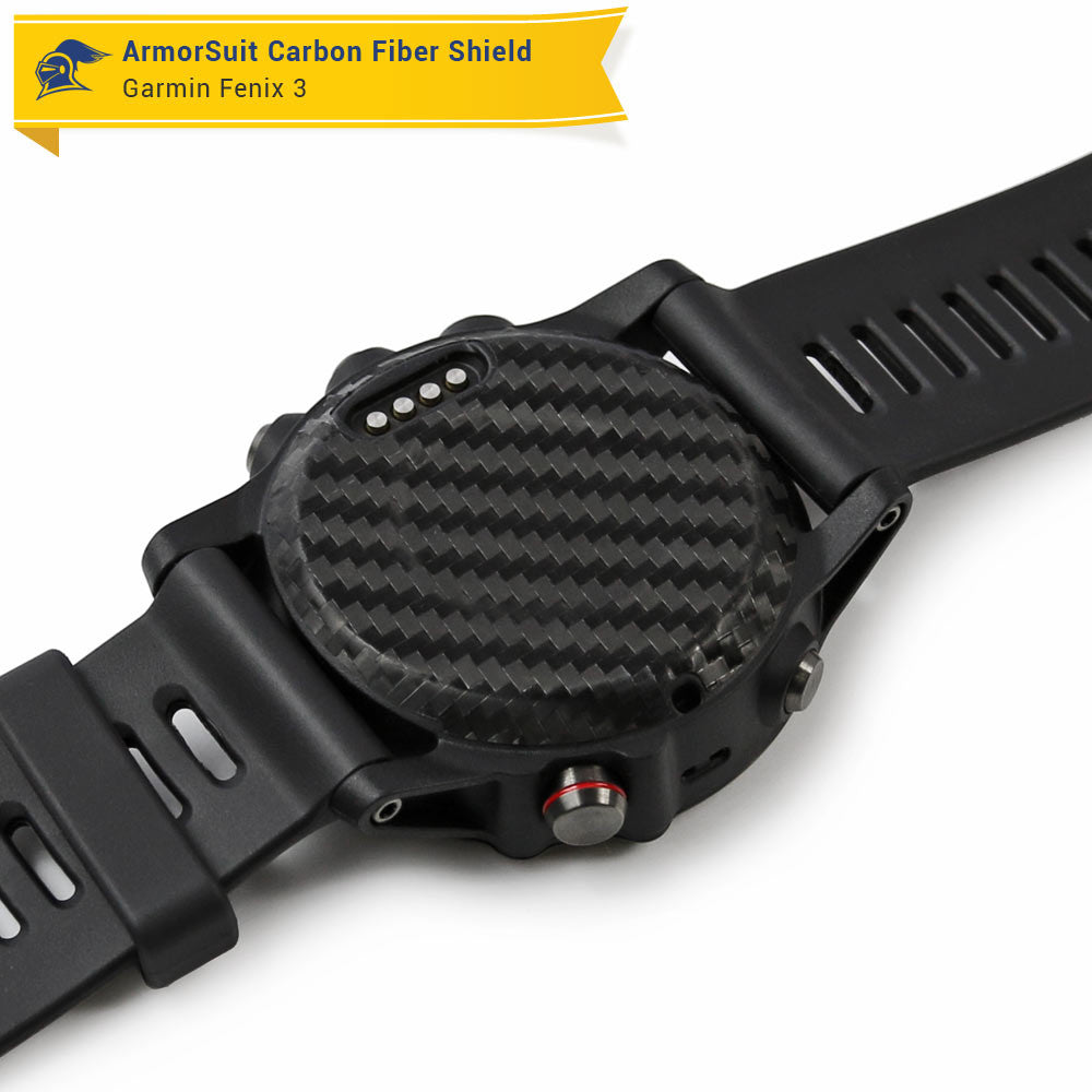 Garmin Fenix 3 Screen Protector + Black Carbon Fiber Skin