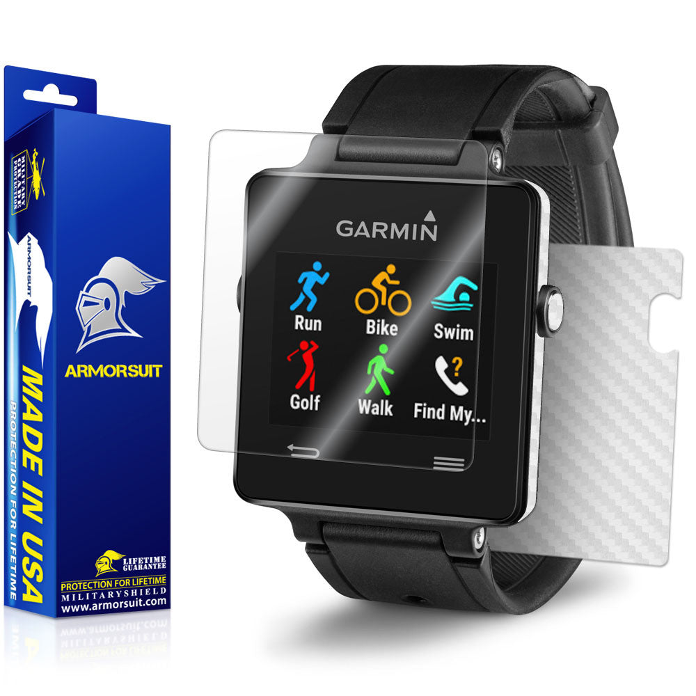 Garmin Vivoactive Screen Protector + White Carbon Fiber Skin