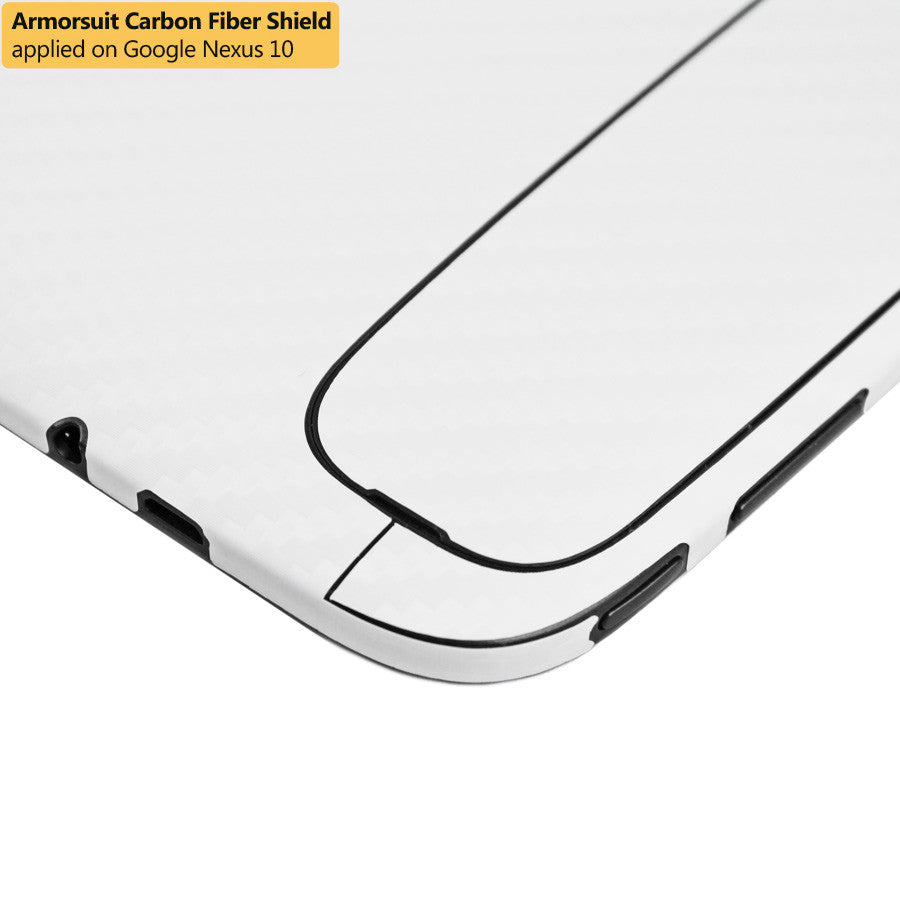 Google Nexus 10 Screen Protector + White Carbon Fiber Film Protector