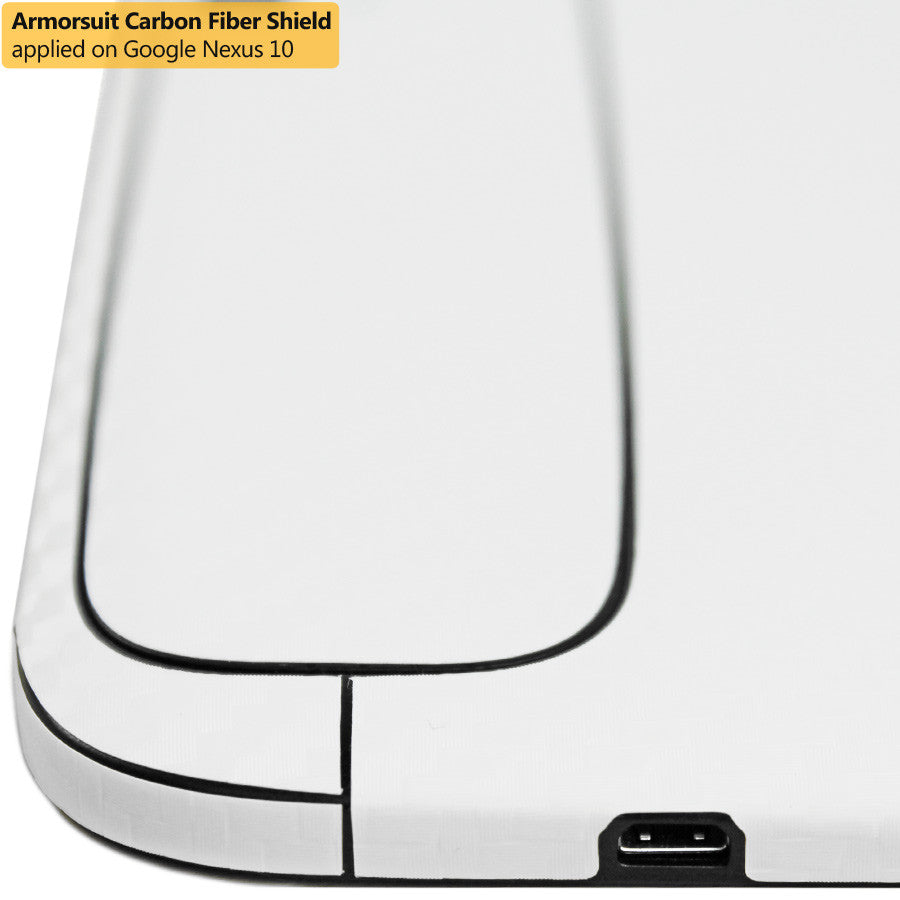 Google Nexus 10 Screen Protector + White Carbon Fiber Film Protector