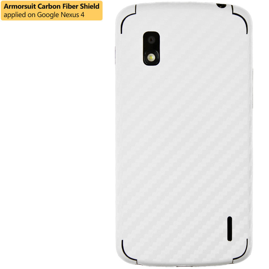 LG Nexus 4 Screen Protector + White Carbon Fiber Film Protector