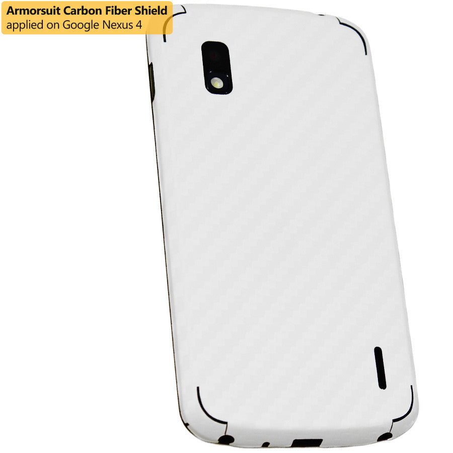 LG Nexus 4 Screen Protector + White Carbon Fiber Film Protector