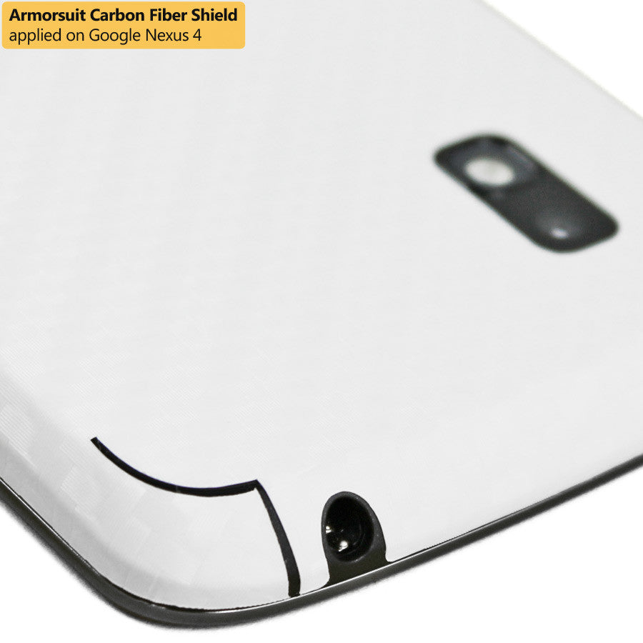 LG Nexus 4 Screen Protector + White Carbon Fiber Film Protector