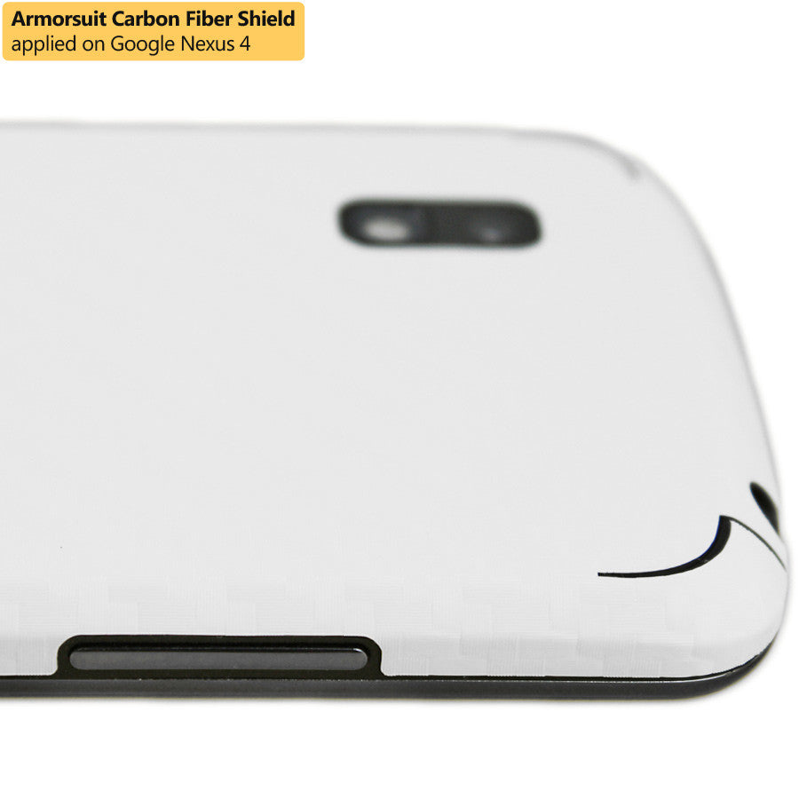 LG Nexus 4 Screen Protector + White Carbon Fiber Film Protector