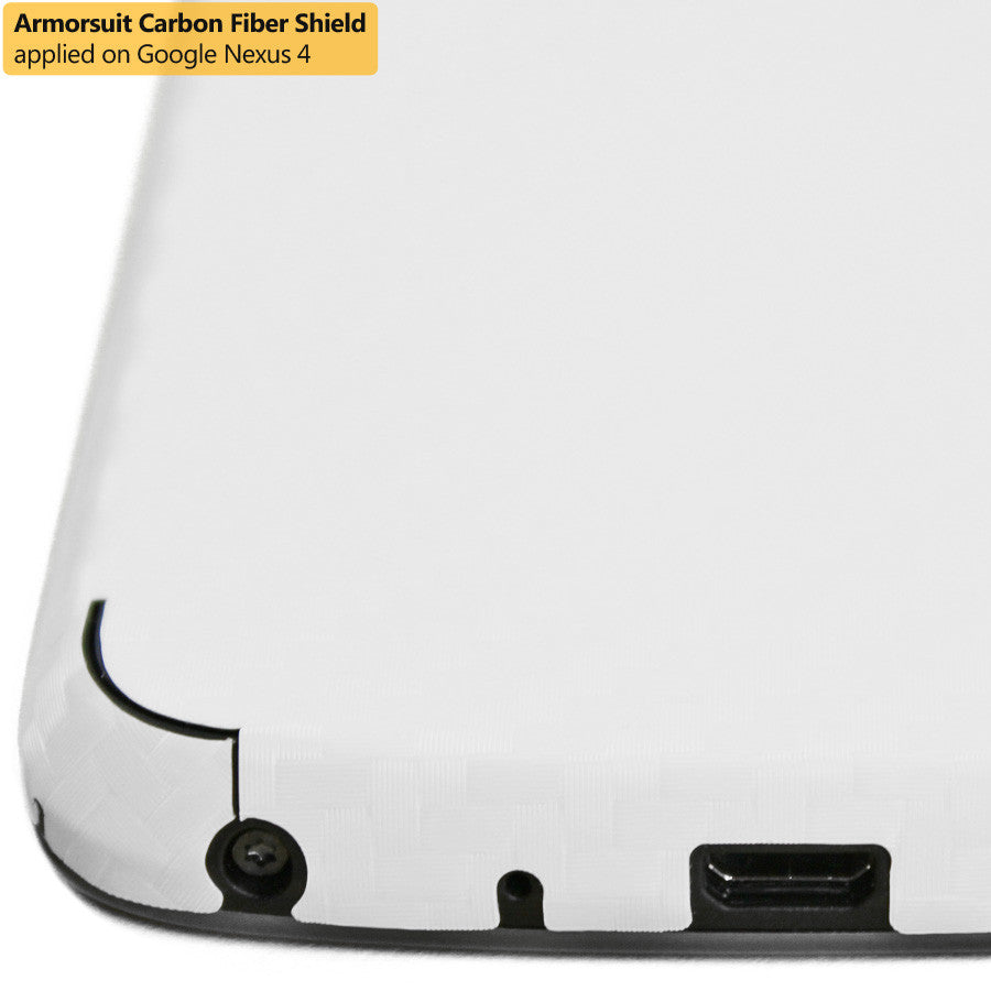 LG Nexus 4 Screen Protector + White Carbon Fiber Film Protector