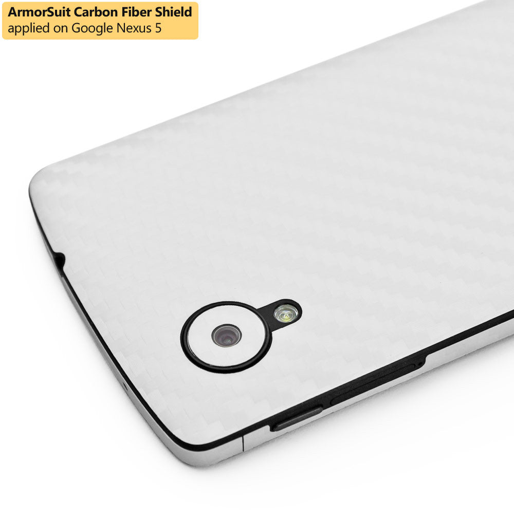 LG Nexus 5 Screen Protector + White Carbon Fiber Film Protector