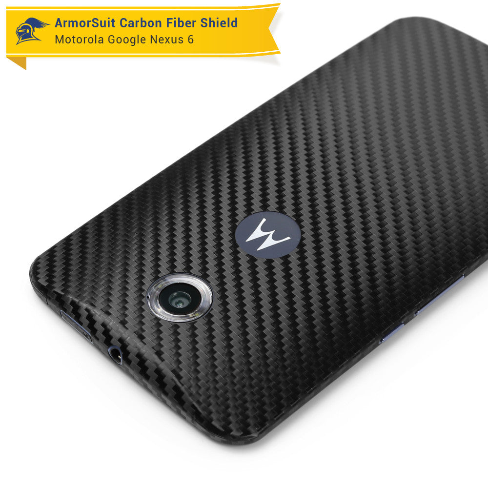 Google Nexus 6 Screen Protector + Black Carbon Fiber Skin