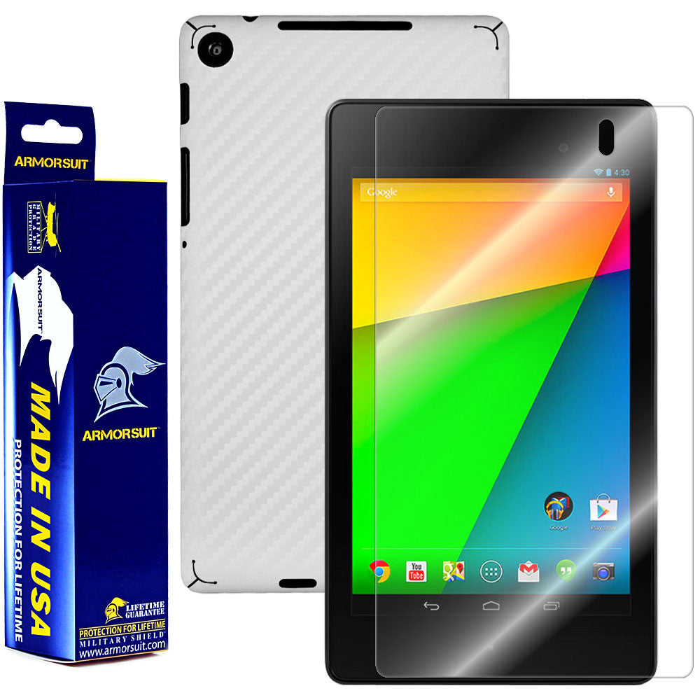Google Nexus 7 (2nd Generation) Screen Protector + White Carbon Fiber