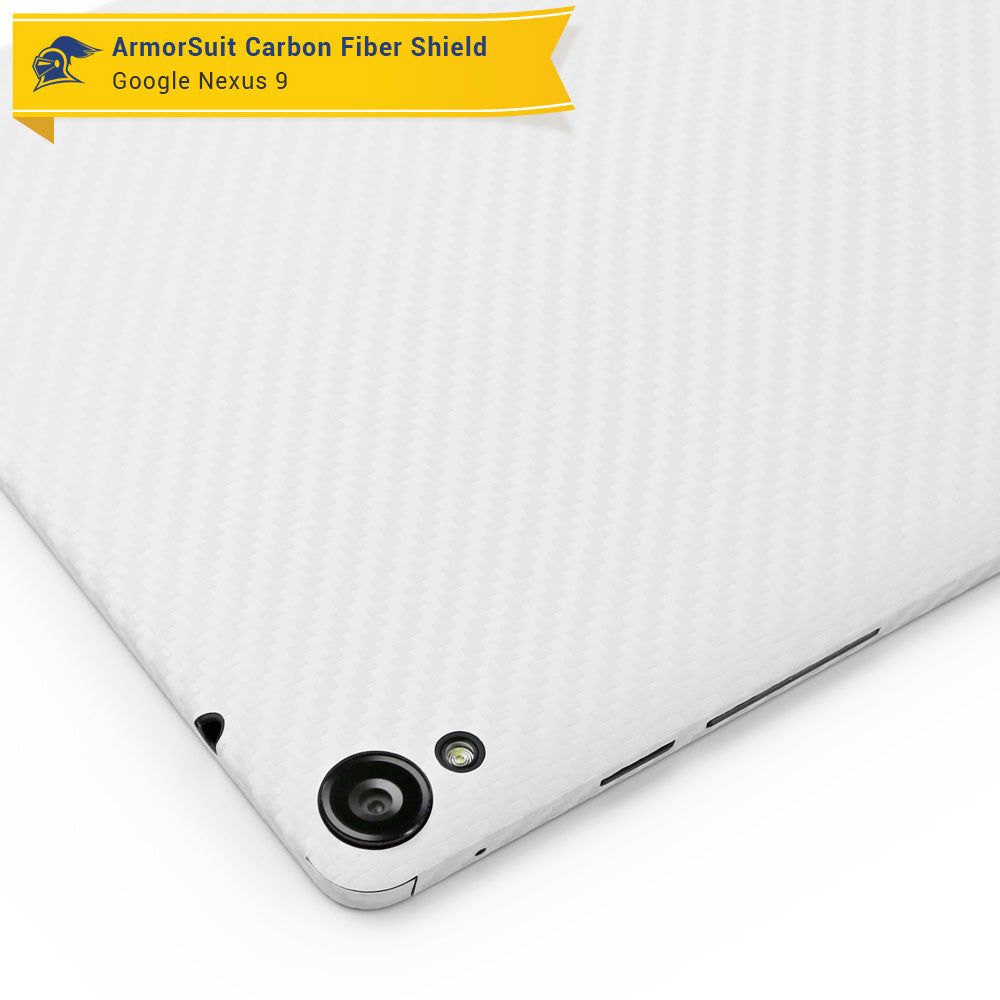 Google Nexus 9 Screen Protector  + White Carbon Fiber Skin