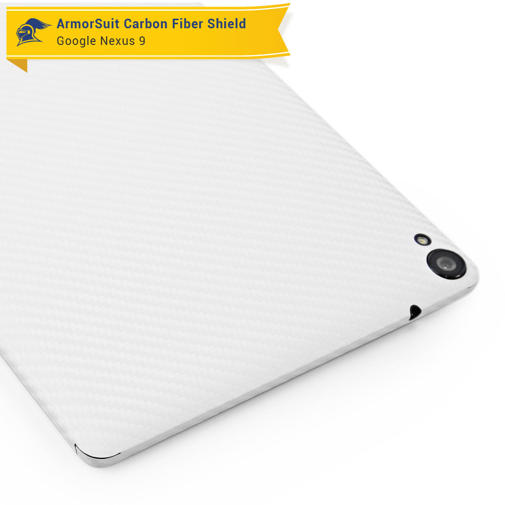 Google Nexus 9 Screen Protector  + White Carbon Fiber Skin