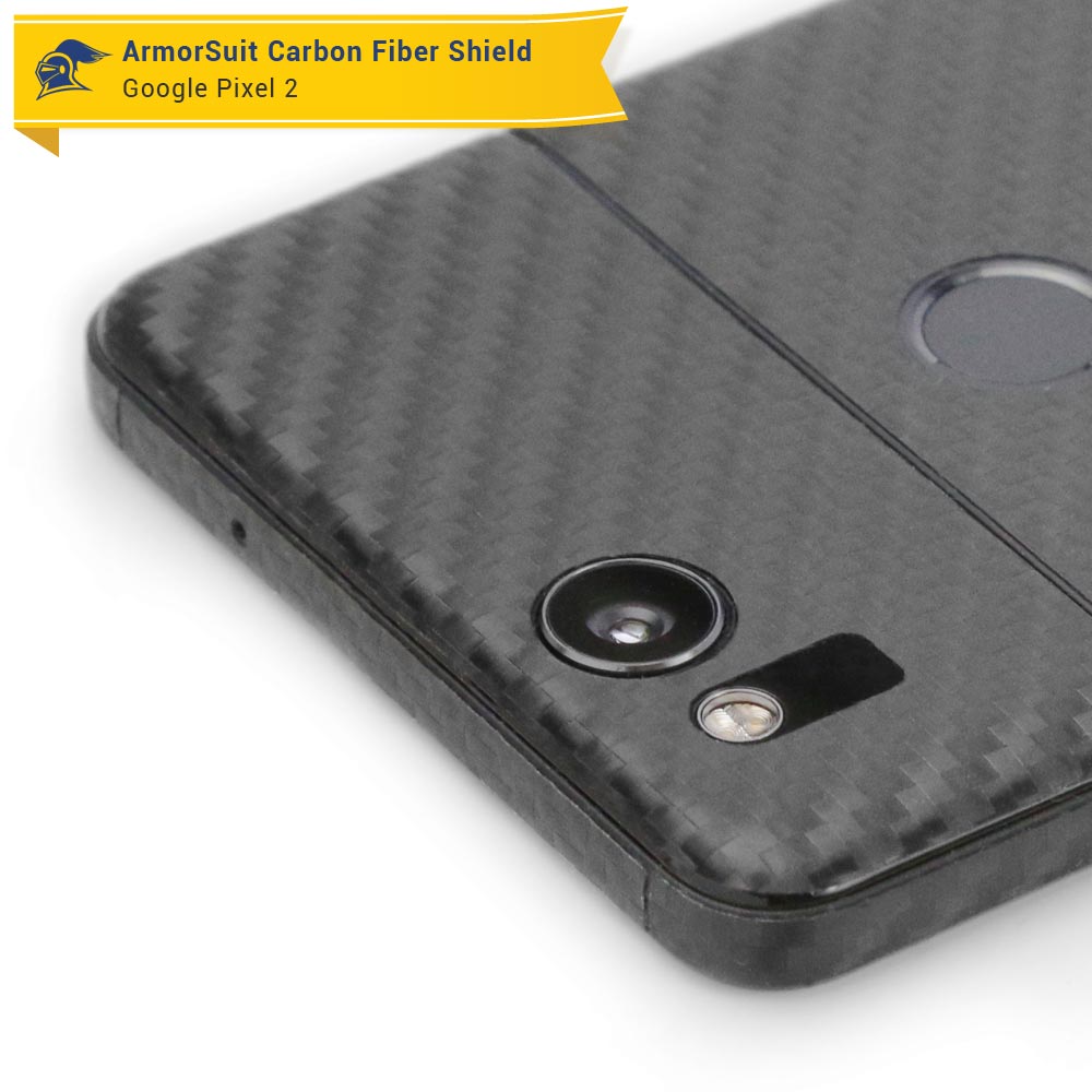 Google Pixel 2 Screen Protector + Black Carbon Fiber Skin