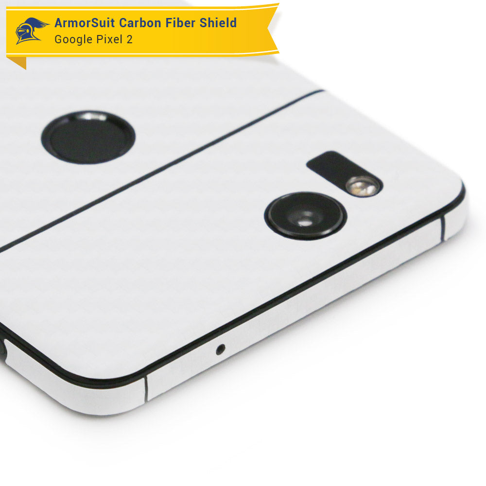 Google Pixel 2 Screen Protector + White Carbon Fiber Skin