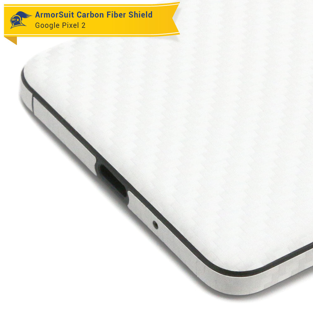 Google Pixel 2 Screen Protector + White Carbon Fiber Skin