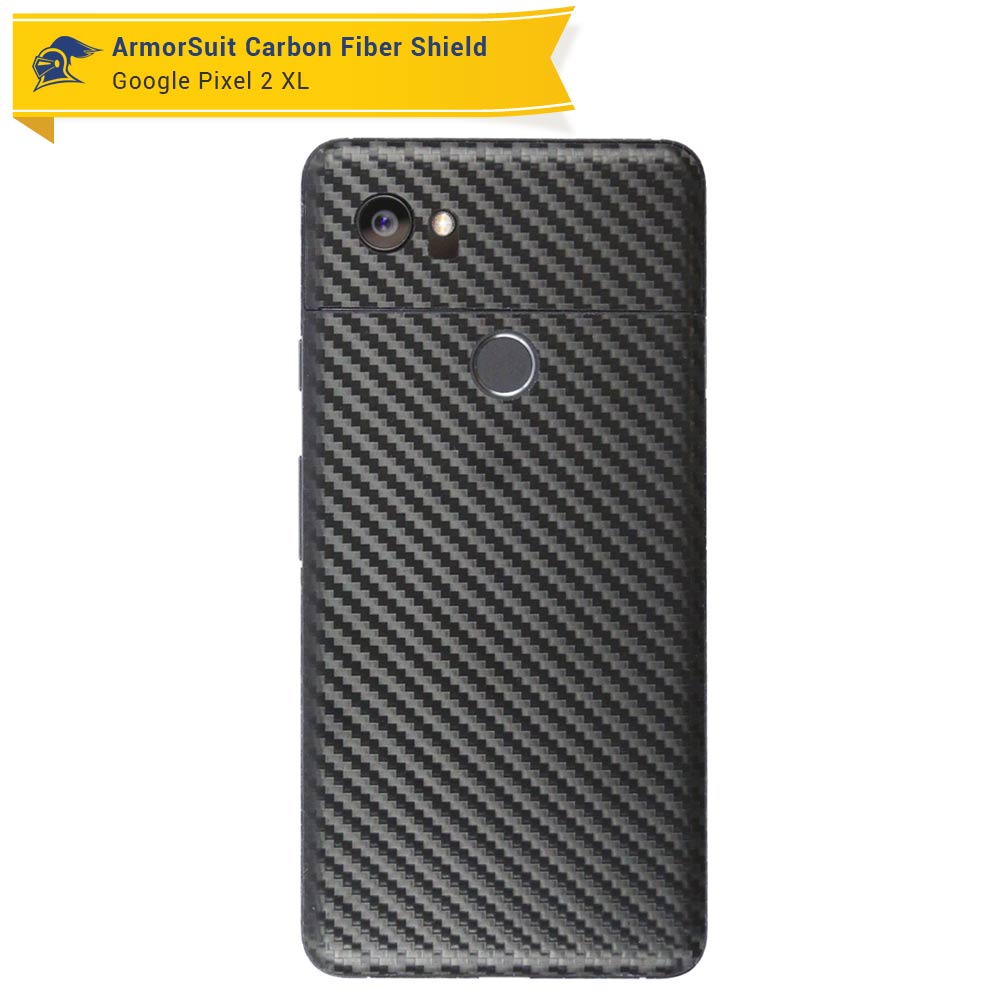 Google Pixel 2 XL Screen Protector + Black Carbon Fiber Skin