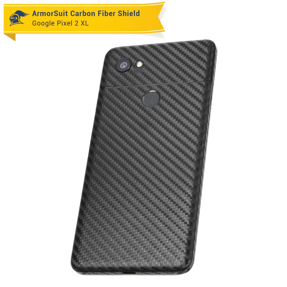 Google Pixel 2 XL Screen Protector + Black Carbon Fiber Skin