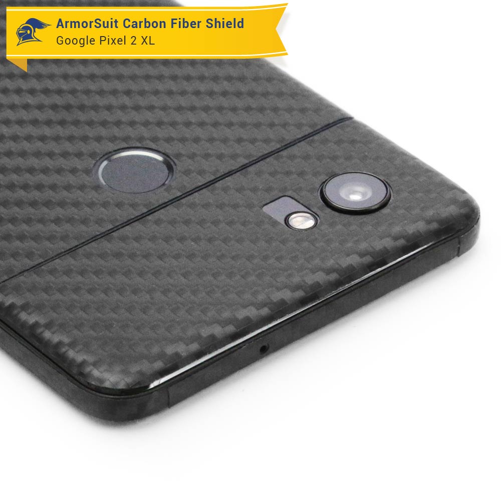 Google Pixel 2 XL Screen Protector + Black Carbon Fiber Skin
