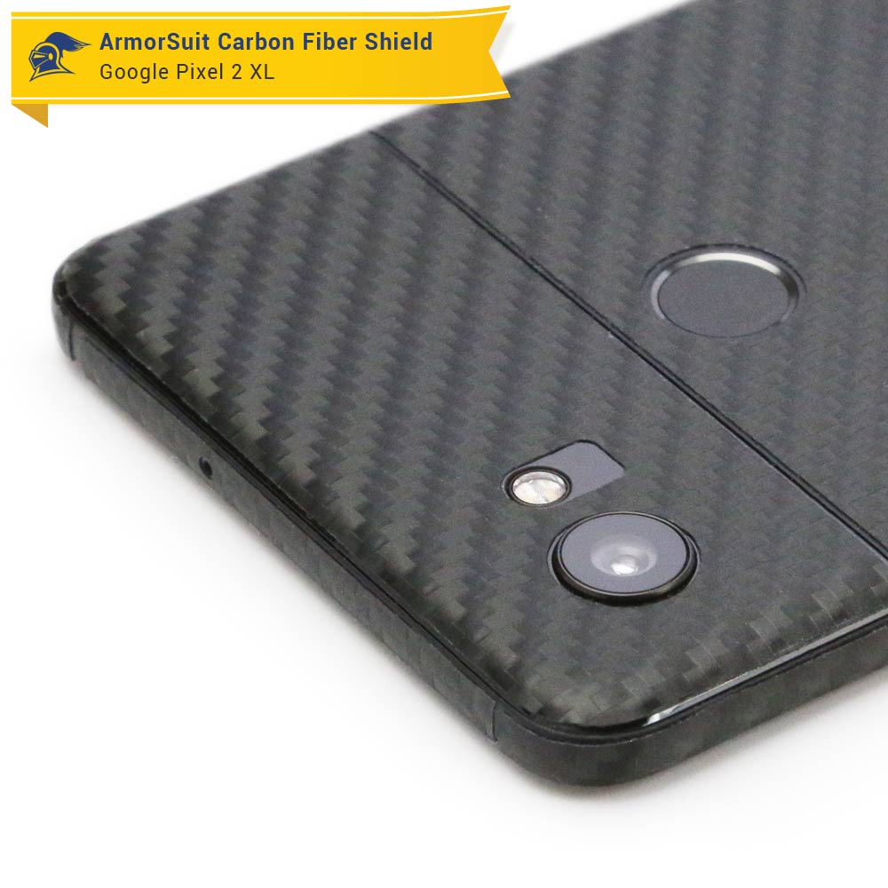 Google Pixel 2 XL Screen Protector + Black Carbon Fiber Skin