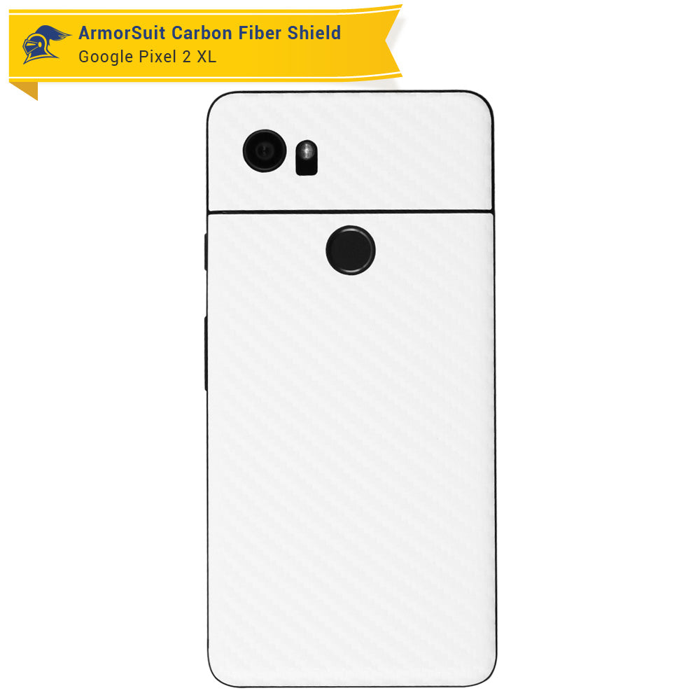 Google Pixel 2 XL Screen Protector + White Carbon Fiber Skin