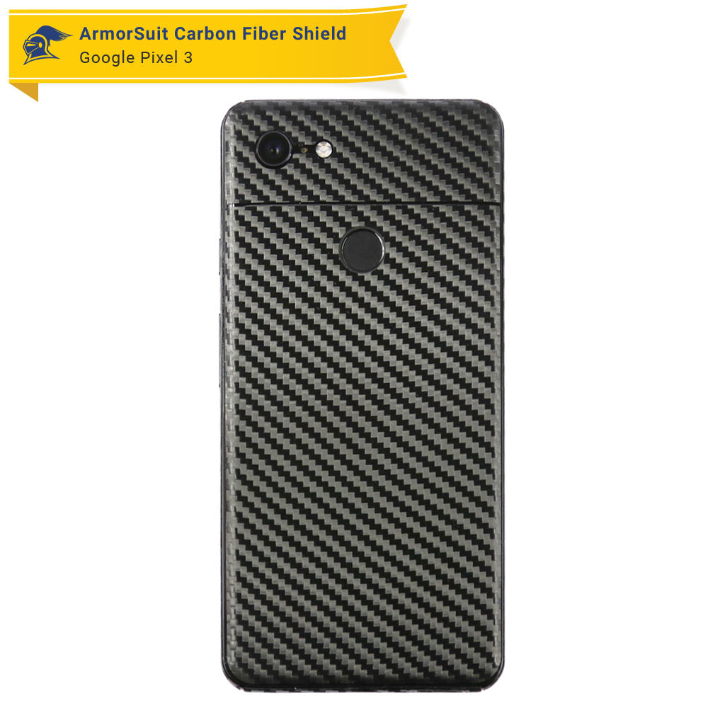 Google Pixel 3 Screen Protector + Black Carbon Fiber Skin