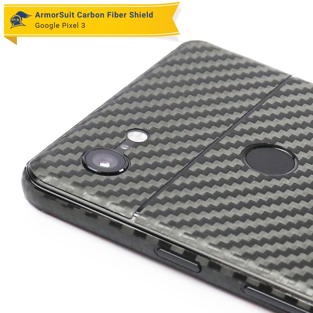 Google Pixel 3 Screen Protector + Black Carbon Fiber Skin