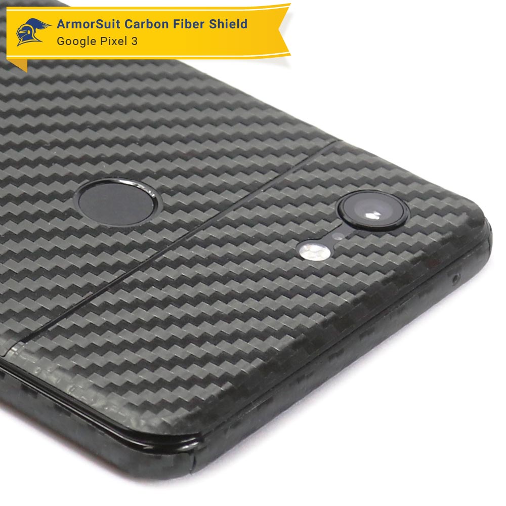 Google Pixel 3 Screen Protector + Black Carbon Fiber Skin