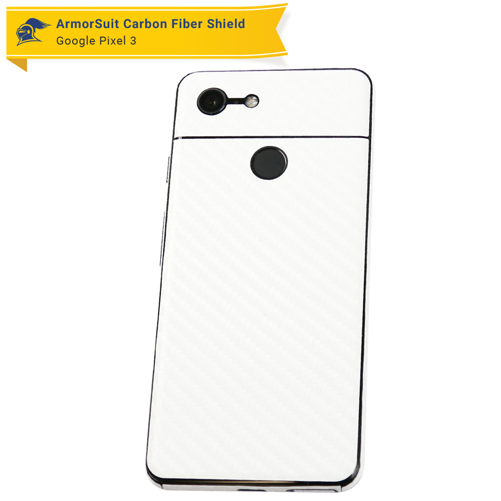 Google Pixel 3 Screen Protector + White Carbon Fiber Skin